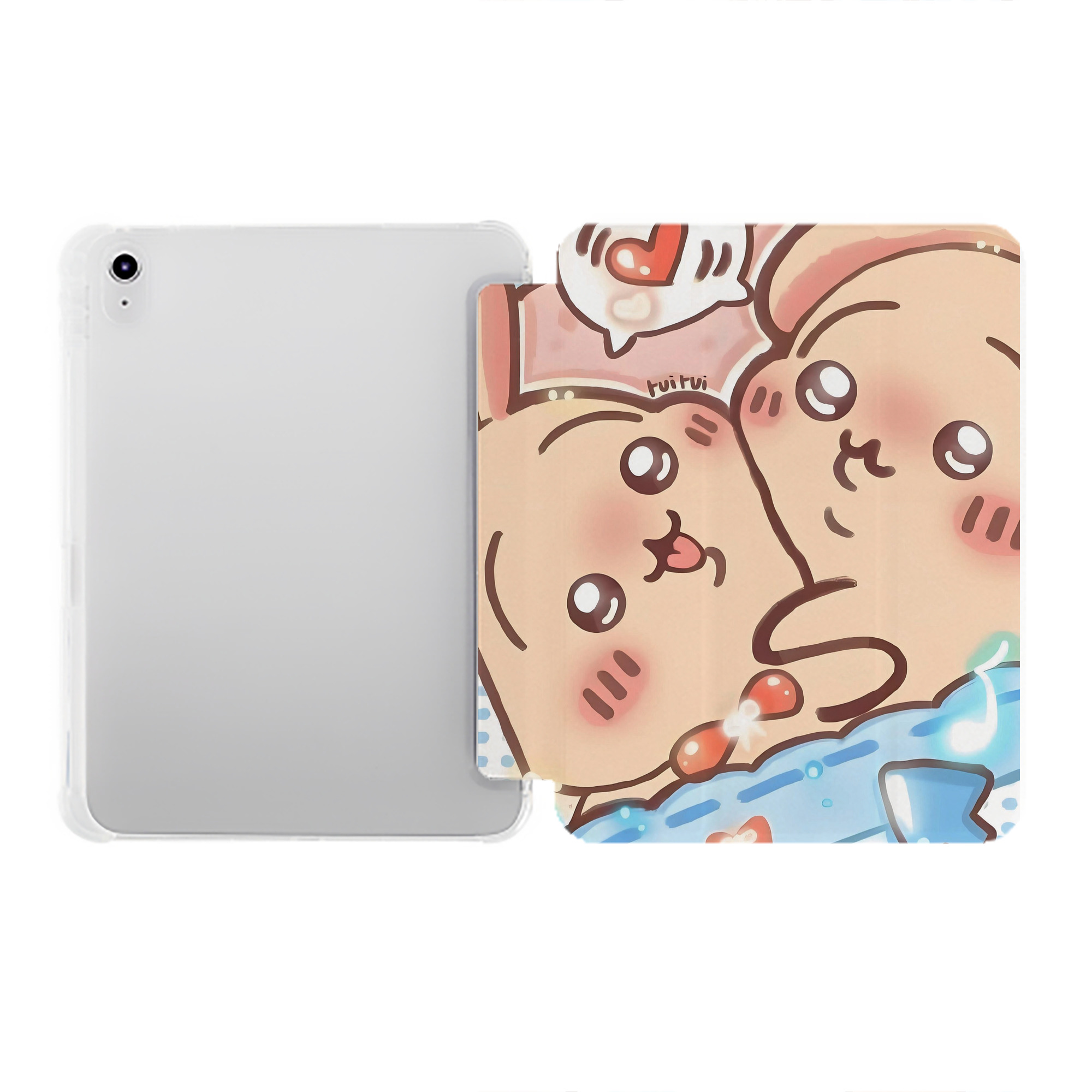 （画像用） ちいかわ Chii-kawa IPad ケース ペン収納付き 三つ折りスタンド PUレザー×シリコン 対応機種9.5/10.5/10.9インチ
